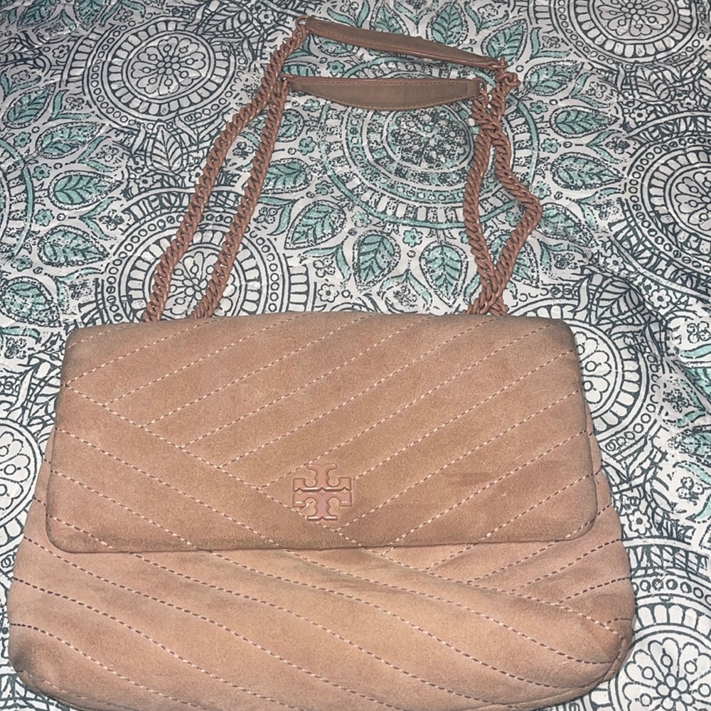 Tory burch pink quilted Suede purse
